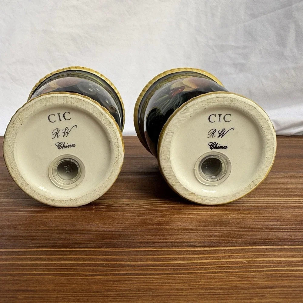 Raymond Waites Hand Painted Salt Pepper‎ Shakers Black Fruit Ceramic Set